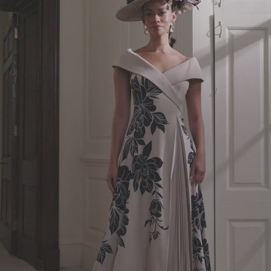 John Charles 66774 Navy Oyster A Line Midi Dress for the mother of the bride