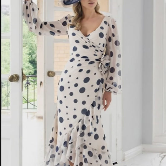 Irresistible 8838 Ivory/Navy Spot Dress for the mother of the bride