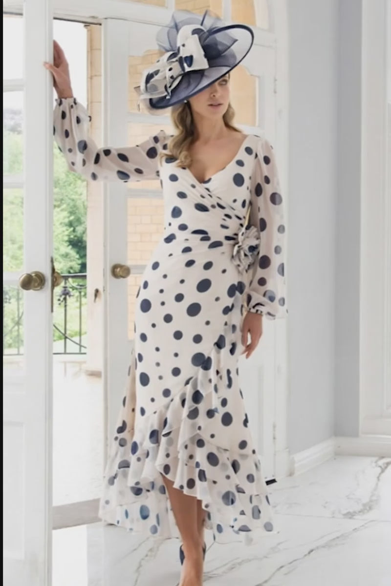 Irresistible 8838 Ivory/Navy Spot Dress for the mother of the bride