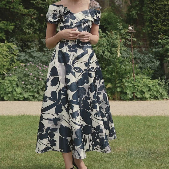 Veni Infantino 992764 Navy Ivory Patterned A Line Dress