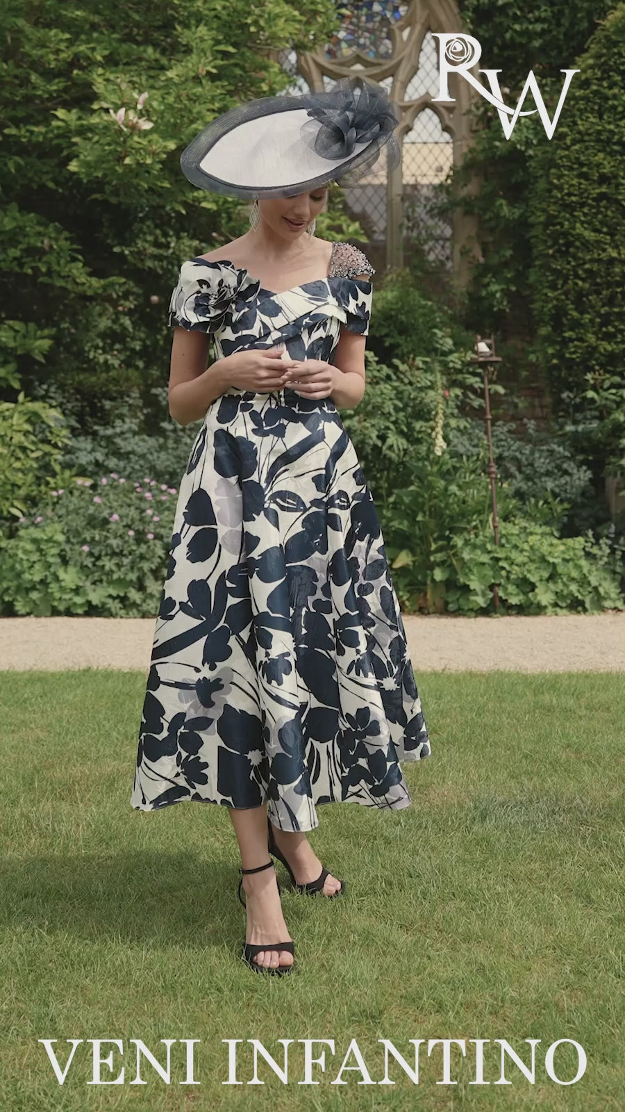 Veni Infantino 992764 Navy Ivory Patterned A Line Dress