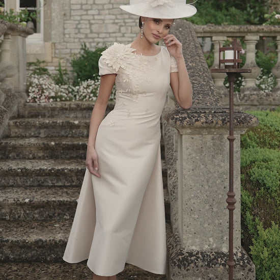 Veni Infantino 992719 Light Gold Mikado A Line mother of the bride dress 