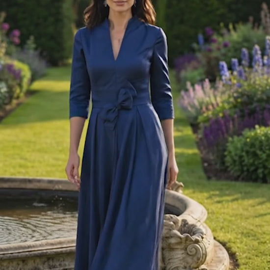 Veromia Occasions 3147 Navy Blue A Line Mother Of The Bride Dress