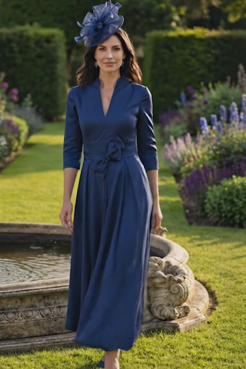 Veromia Occasions 3147 Navy Blue A Line Mother Of The Bride Dress