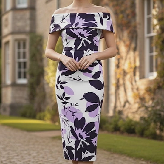 Labella 3428 Purple Lilac Print  mother of the bride dress