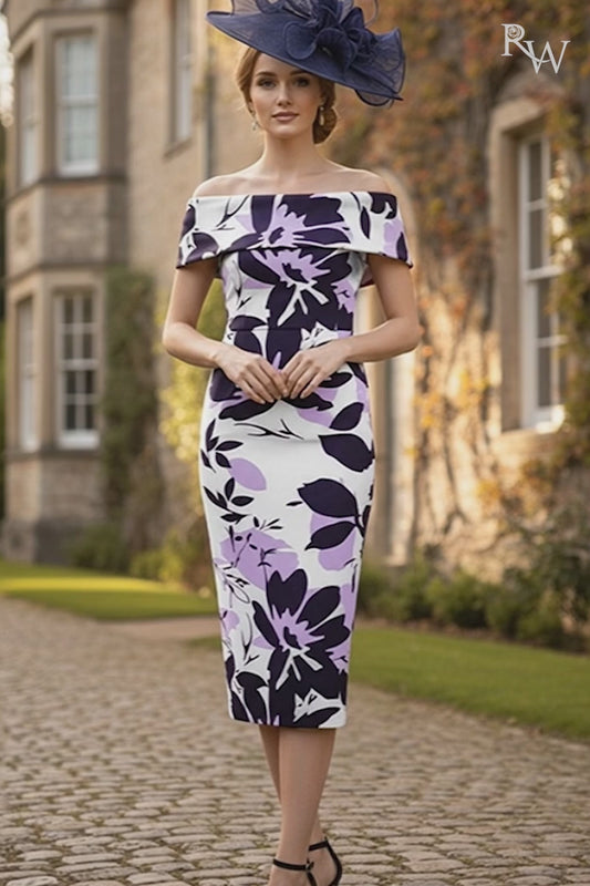 Labella 3428 Purple Lilac Print Dress