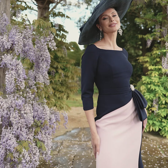 Veni Infantino 992706 Navy Blush Crepe mother of the bride dress 