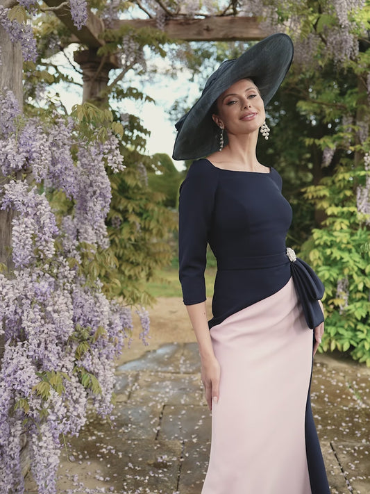 Veni Infantino 992706 Navy Blush Crepe mother of the bride dress 