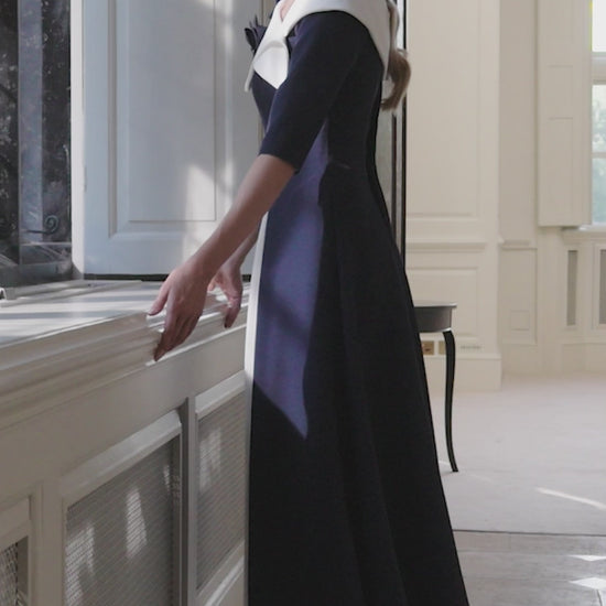 John Charles 29321 Navy Ivory A Line Midi Dress for the mother of the bride