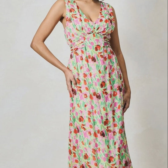Hope & Ivy Misty Pink & Green Floral Dress