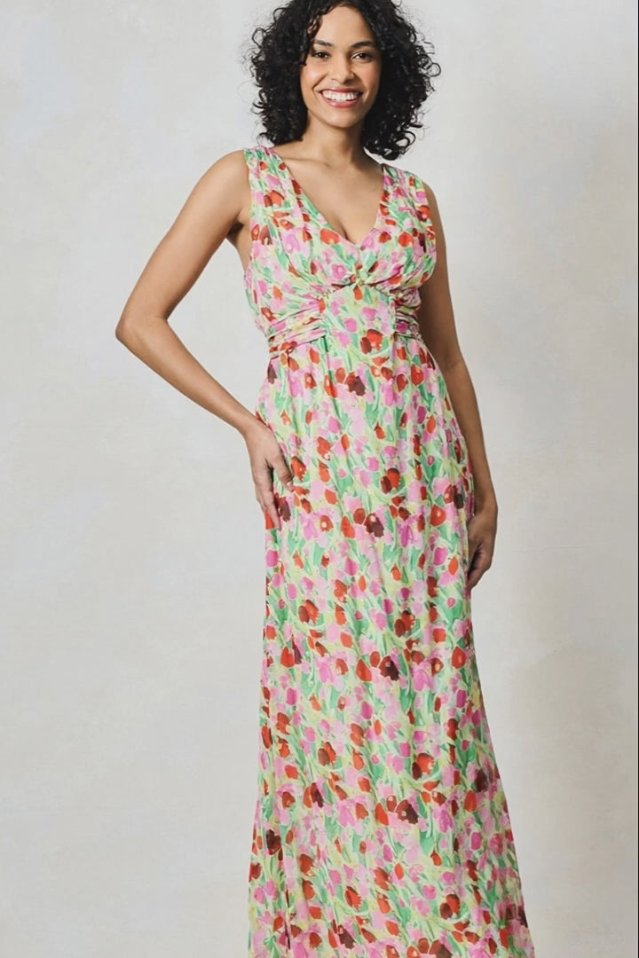 Hope & Ivy Misty Pink & Green Floral Dress