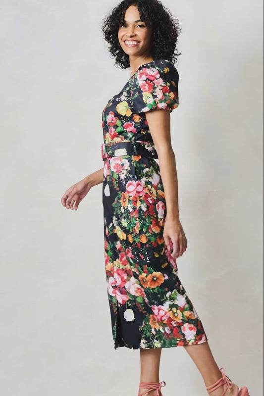 Hope & Ivy Trisha Midi Floral Pencil Dress