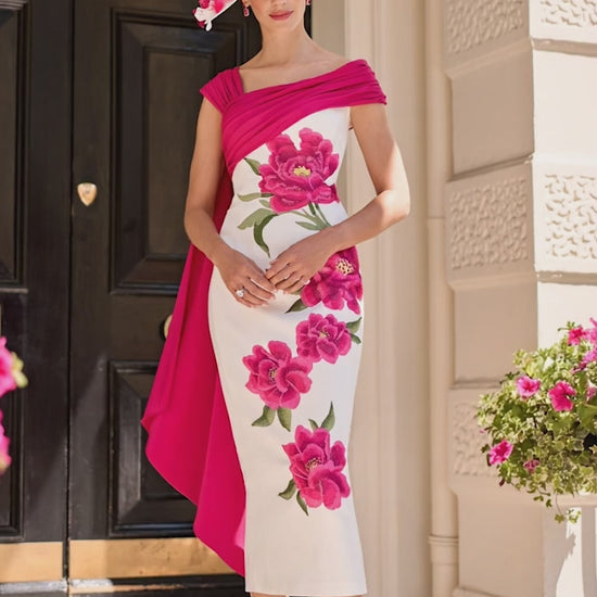 strapless open back dress John Charles 66602 Pink Floral Dress – The Rose Wardrobe
