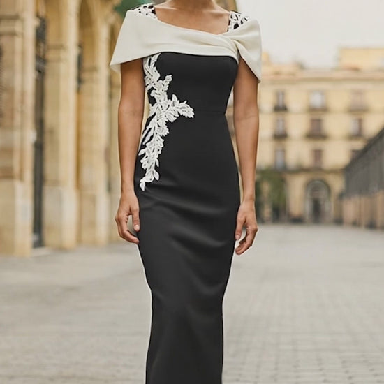 Couture Club 2G214 Black Ivory Bow Back Mother Of The Bride Dress