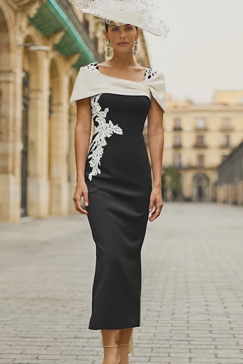 Couture Club 2G214 Black Ivory Bow Back Mother Of The Bride Dress