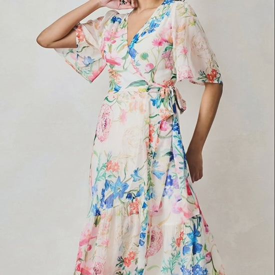 Hope & Ivy Michelle Floral A Line Wrap Dress