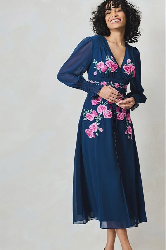 Hope & Ivy Ada Navy A Line Dress