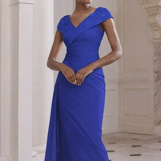 John Charles 29359 Sapphire Blue Midi A Line Dress for the mother of the bride