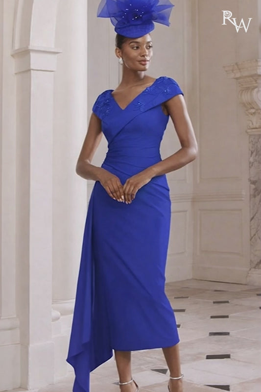 John Charles 29359 Sapphire Blue Midi A Line Dress
