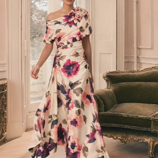 Veni Infantino 992827 Champagne Merlot Print A Line Mother Of The Bride Dress