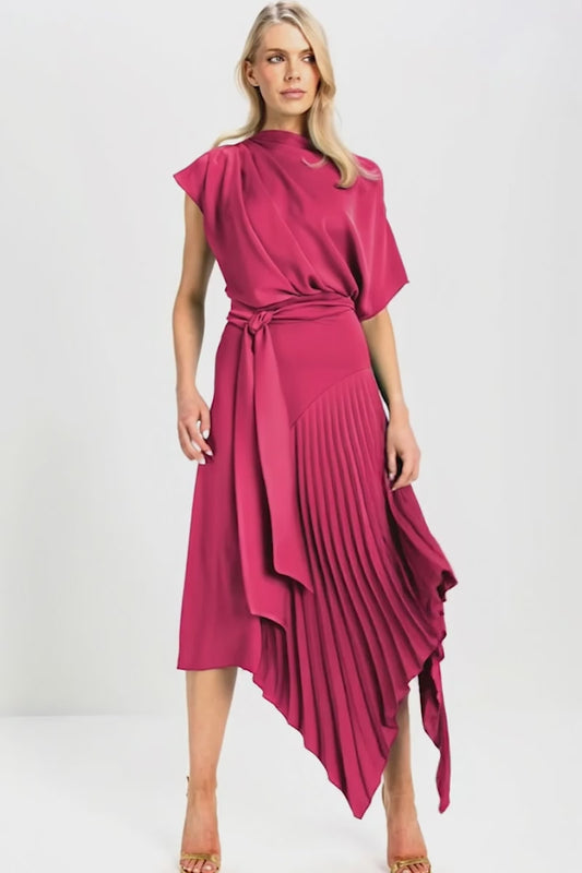 Kevan Jon Mila Dusty Rose Pleat Dress