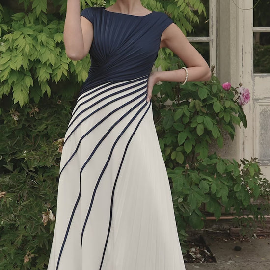 Veni infantino 992759 Navy High Low mother of the bride dress 