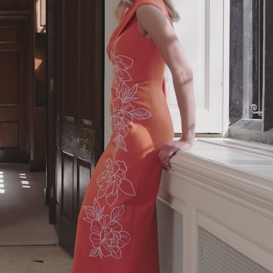 John Charles 29353 Straight Tangerine & Ivy Dress for the mother of the bride