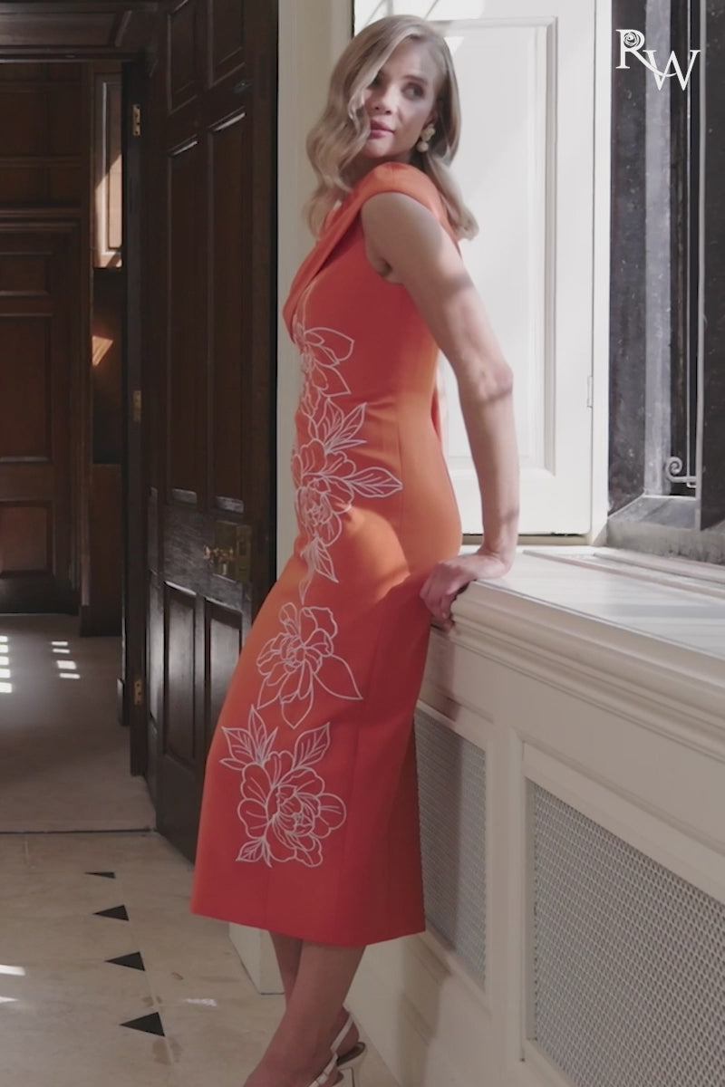 John Charles 29353 Straight Tangerine & Ivy Dress for the mother of the bride