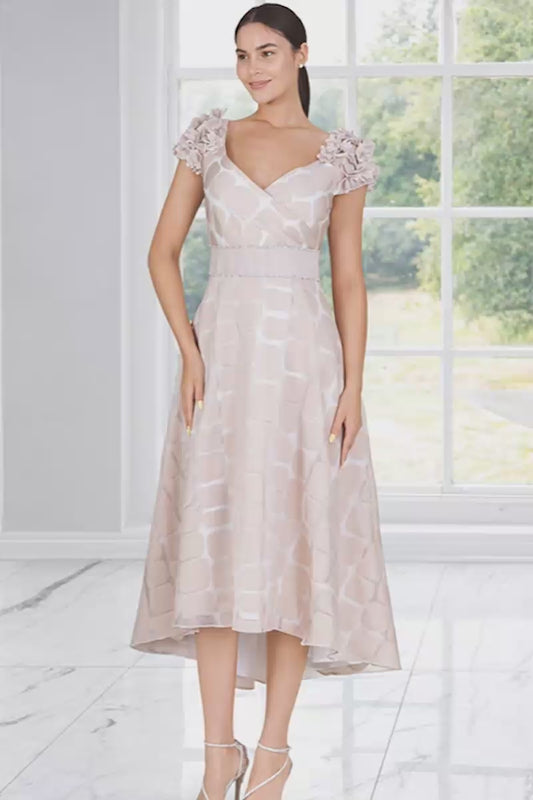 Lizabella 2389 Oyster Patterned A Line Dress