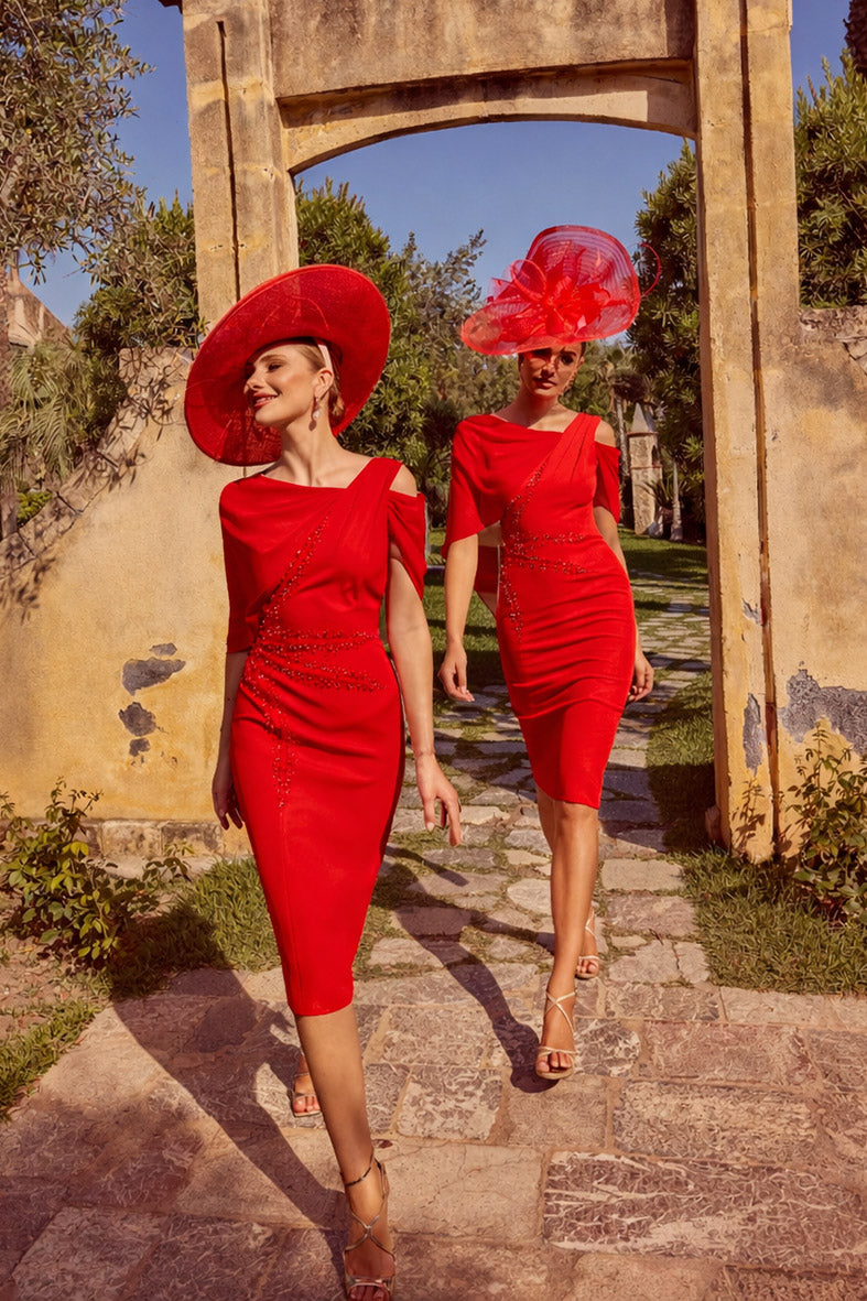 veni infantino 992421 red dress for the mother of the bride