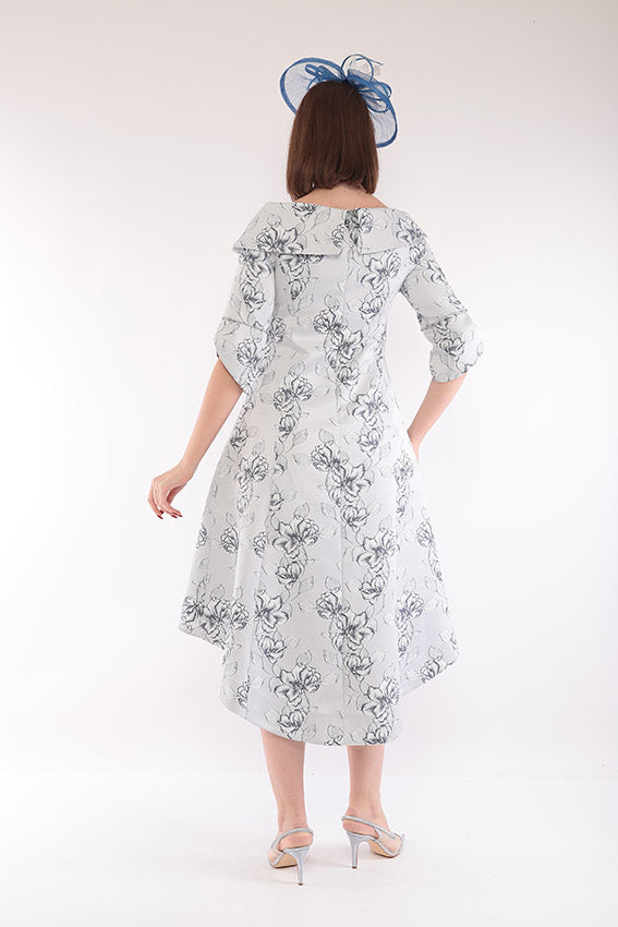 Lizabella 2598 Navy / Silver Print Dress