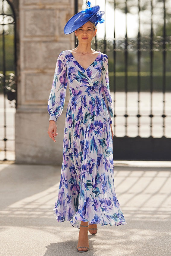 Rosa Clará 8G178 Blue Floral A Line Mother of the bride dress