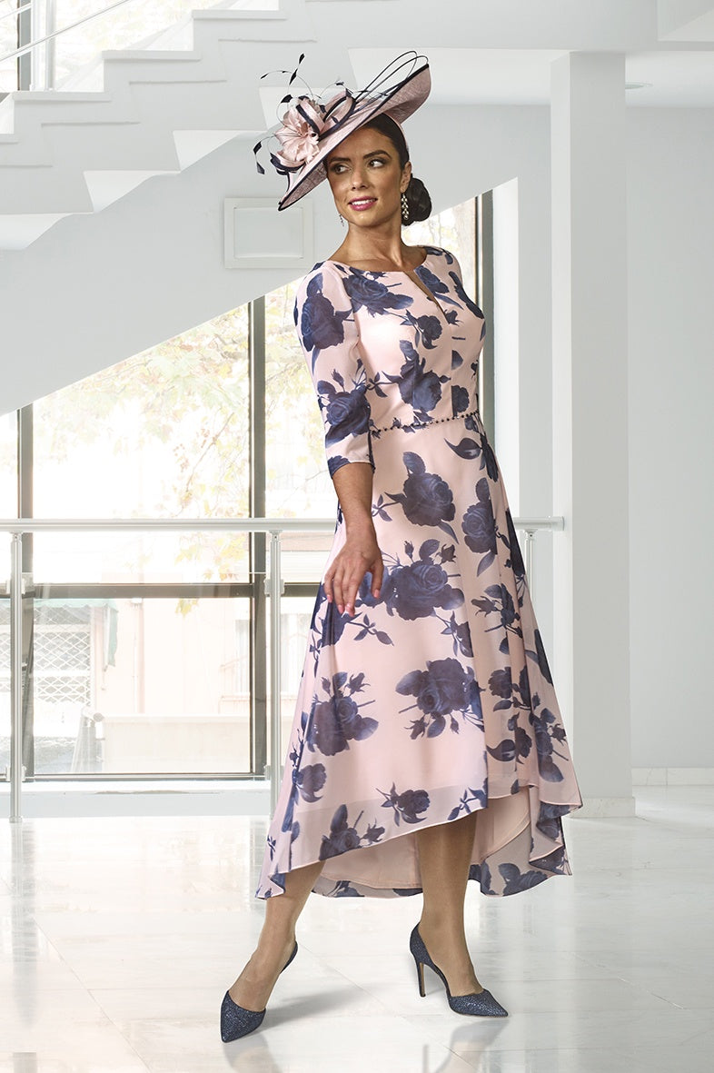 Veromia Occasions 9200 Shell Pink / Navy A Line Dress