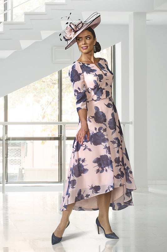 Veromia Occasions 9200 Shell Pink / Navy A Line Dress